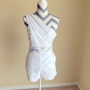 Endless Rose white, one shoulder romper